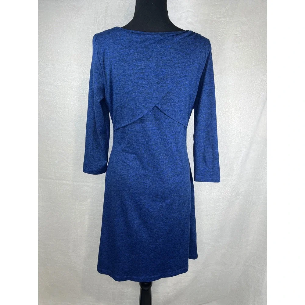 Patagonia Blue Heathered Crew Neck 3/4 Sleeve A-Line Dress‎ Size Small
